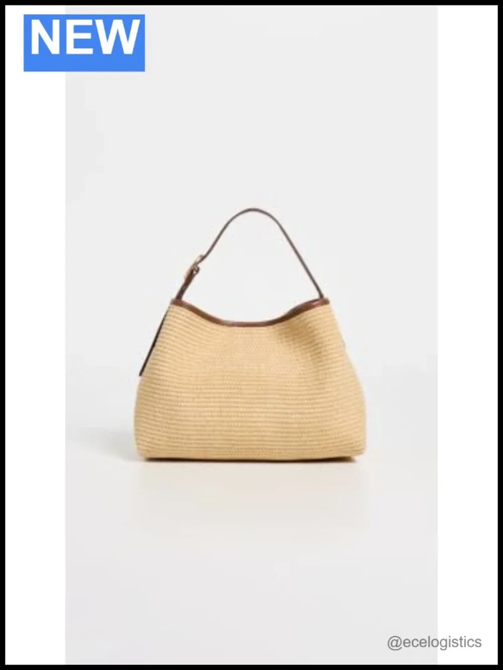 Vince Vivian Plonge Small Hobo Bag Shoulder Bag Raffia Leather Trim Gold